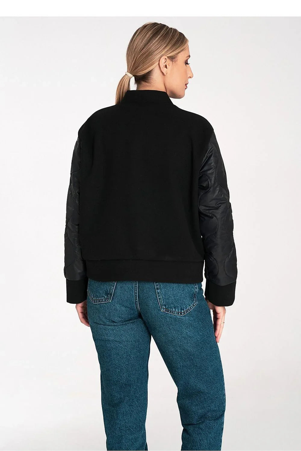 Women's Bomber Jacket - With Pockets Chic, Minimalist - Black