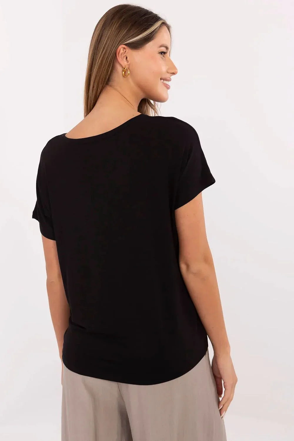 Women's Crew-Neck Short-Sleeves T-Shirt – Stretchable - Black, White -Guocali