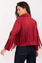 Women's Cropped Jacket - Lightweight Boho - Red
