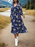 Women's Long Sleeve Floral Dress -Guocali