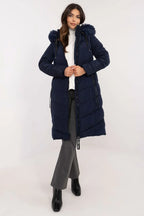 Women's Quilted Jacket, Down Jacket, Puffer Jacket - Hooded Elegant, Chic, Casual - Black