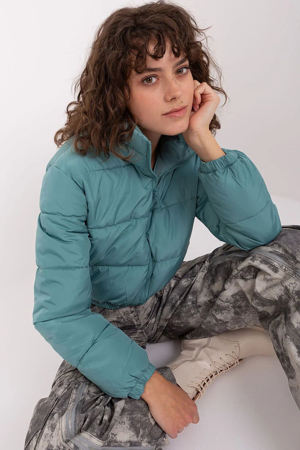 Women's Quilted Jacket, Puffer Jacket - Hooded Casual, Minimalist - Blue
