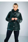 Women's Quilted Jacket, Puffer Jacket - Insulated Chic, Casual - Green