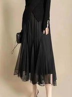 Women's Reversible Pleated Skirt - High Waist Midi Skirt for Work & Casual