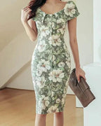 Women’s Ruffle Printed Summer Dress -Guocali