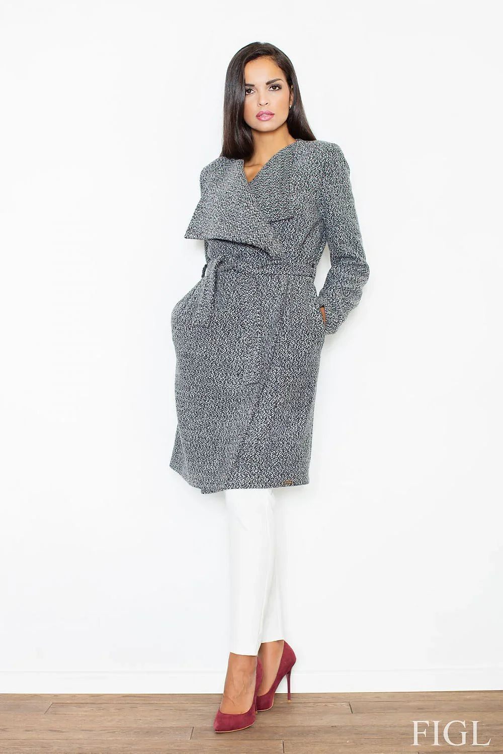 Women's Wrap Coat - With Pockets Chic, Elegant, Minimalist