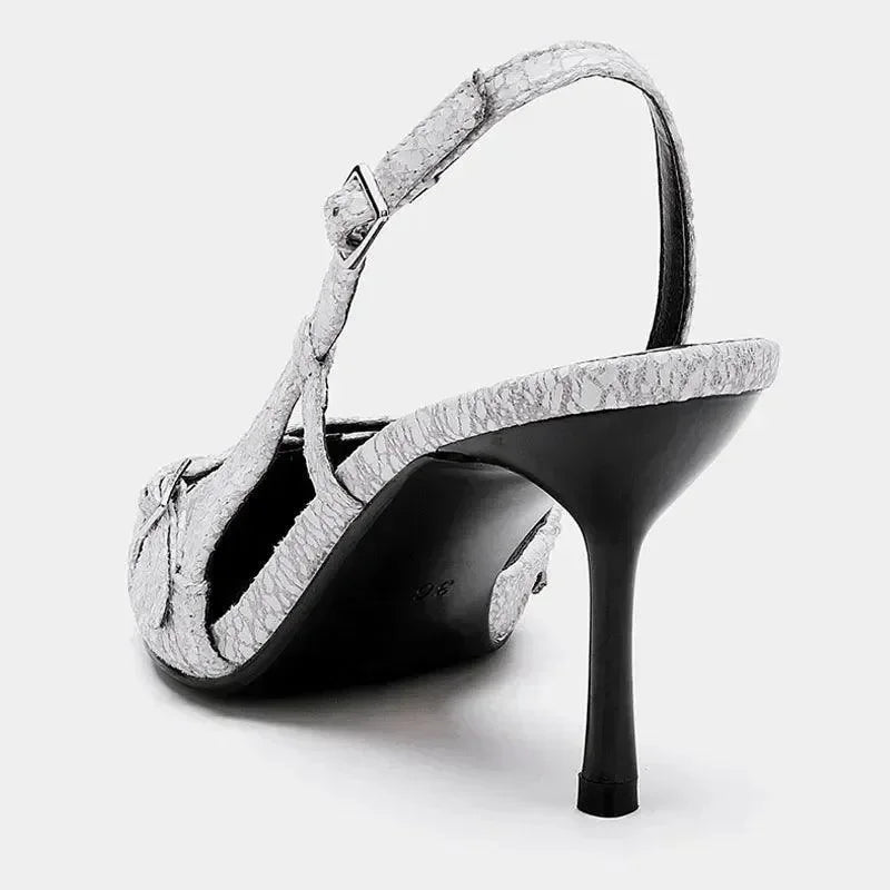 Women Sandals - Stiletto Heels - Stretch Fabric