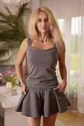 Women Scoop-Neck Sleeveless T-Shirt – Stretchable - Gray -Guocali