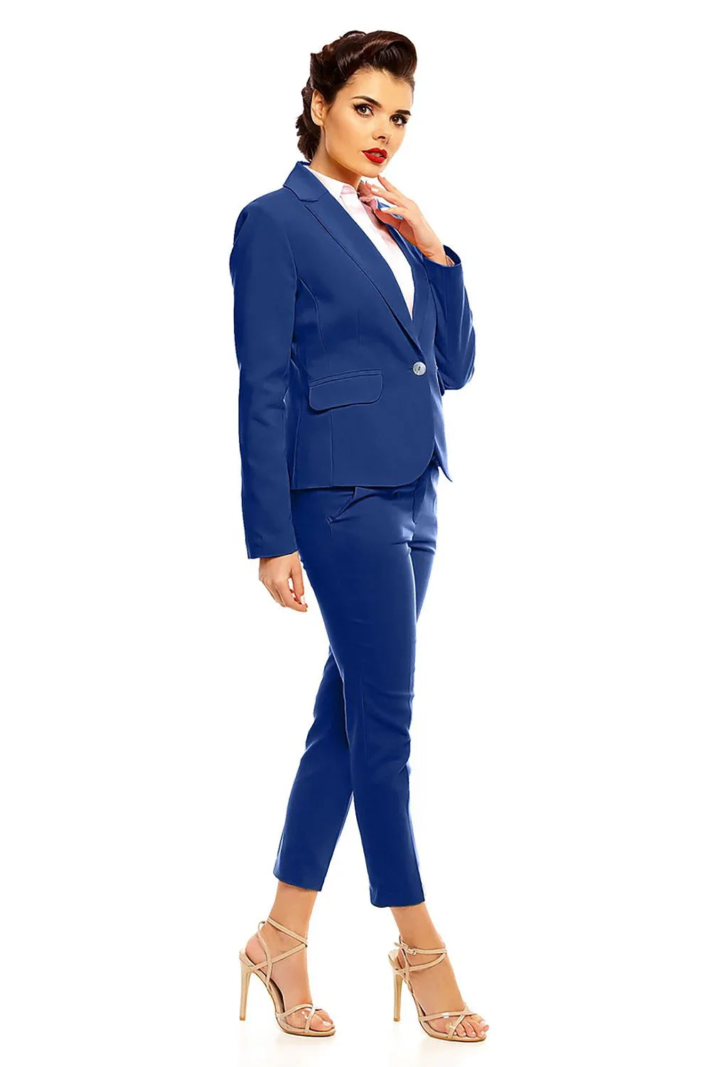 Women Suit Jacket - Breathable - 1-Button Blazer - Navy