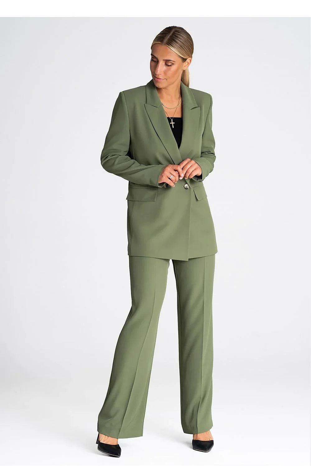 Women Suit Jacket - Lightweight - Double-Breasted