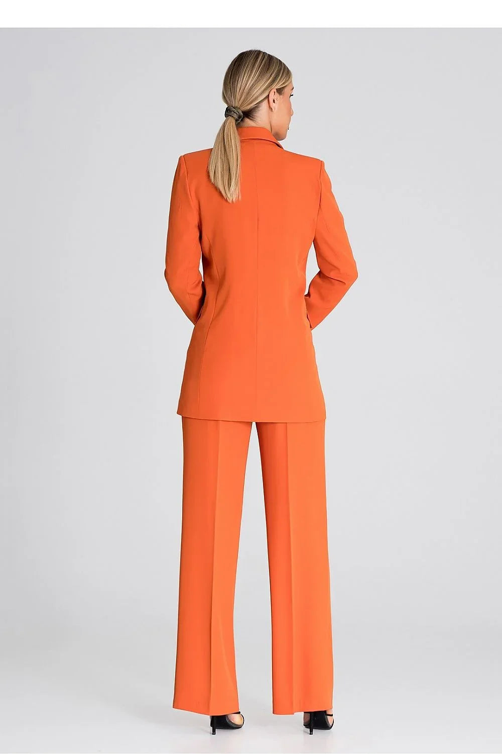 Women Suit Jacket - Lightweight - Double-Breasted - Orange
