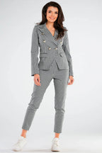 Women Suit Jacket - Stretchable - Double-Breasted - Black, White