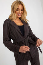 Women Suit Jacket - Stretchable - Wrap, Belted