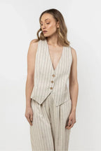 Women Suit Vest - Breathable - Sleeveless Beige -Guocali
