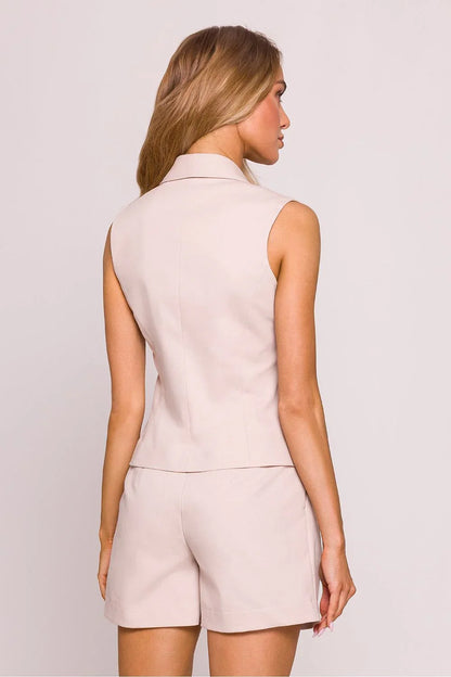 Women Suit Vest - Breathable - Sleeveless Beige -Guocali