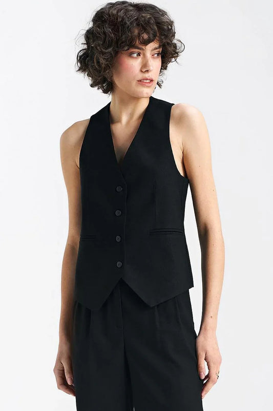 Women Suit Vest - Breathable - Sleeveless Black -Guocali