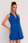 Women Suit Vest - Lightweight - Sleeveless Blue -Guocali