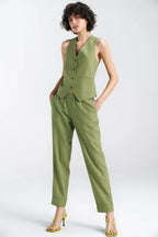 Women Suit Vest - Lightweight - Sleeveless Green -Guocali