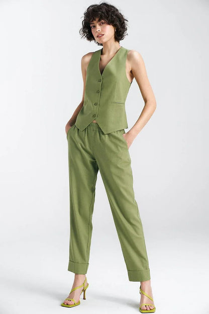 Women Suit Vest - Lightweight - Sleeveless Green -Guocali