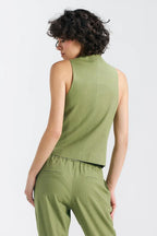 Women Suit Vest - Lightweight - Sleeveless Green -Guocali