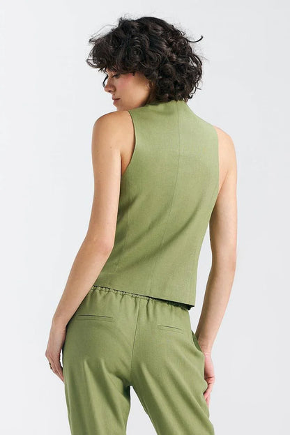 Women Suit Vest - Lightweight - Sleeveless Green -Guocali