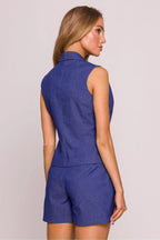Women Suit Vest - Stretchable - Sleeveless Blue -Guocali