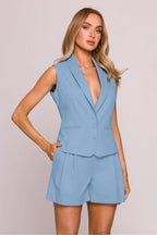 Women Suit Vest - Stretchable - Sleeveless Blue -Guocali