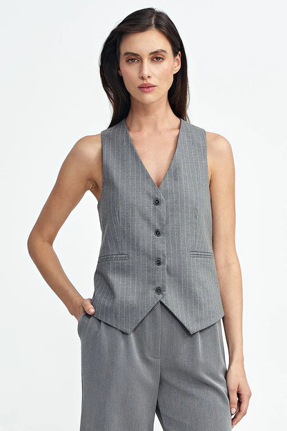 Women Suit Vest - Stretchable - Sleeveless Gray -Guocali