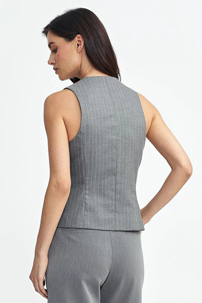 Women Suit Vest - Stretchable - Sleeveless Gray -Guocali