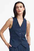 Women Suit Vest - Stretchable - Sleeveless Navy -Guocali