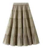 Women Tiered Skirt A-Line - High Waist Midi Women Skirt