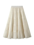 Women Tiered Skirt A-Line - High Waist Midi Women Skirt