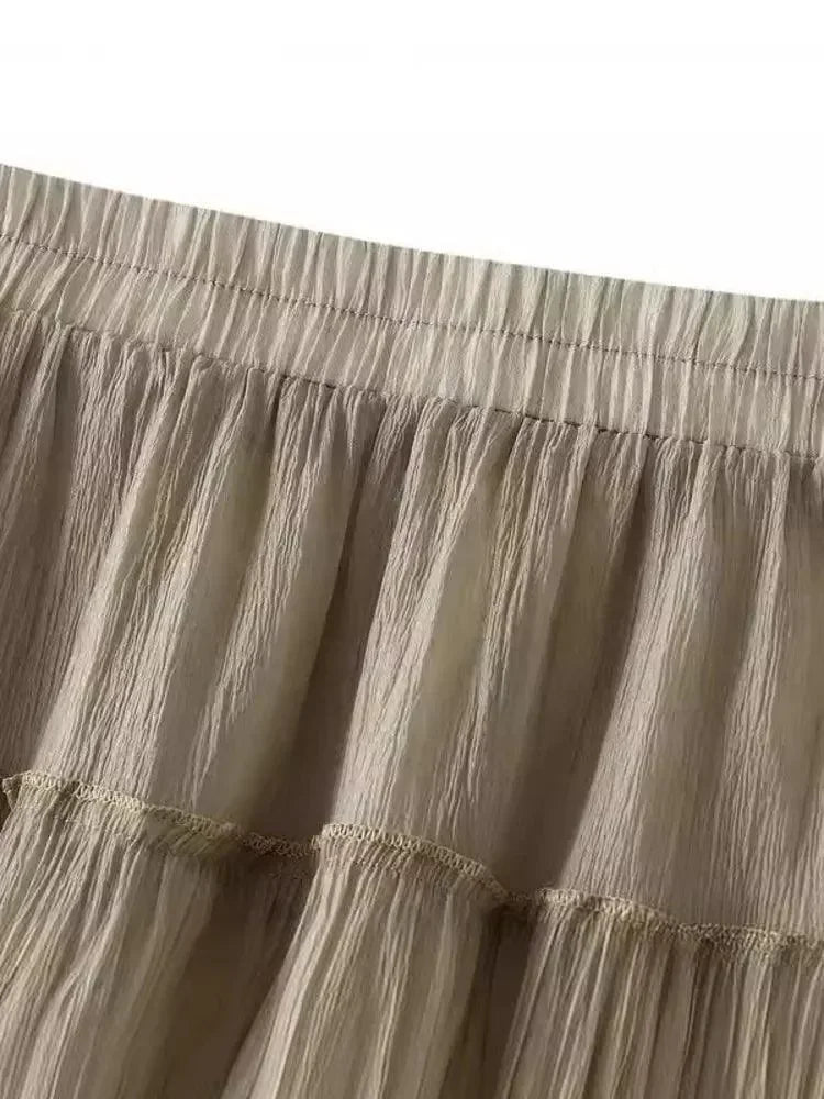 Women Tiered Skirt A-Line - High Waist Midi Women Skirt