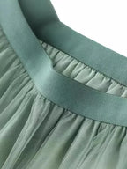 Women Tiered Skirt Asymmetric Mesh - High Waist Midi Women Skirt