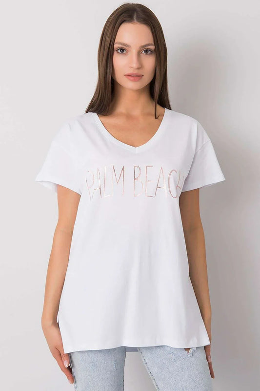 Women V-Neck Short-Sleeves T-Shirt – Breathable - White -Guocali