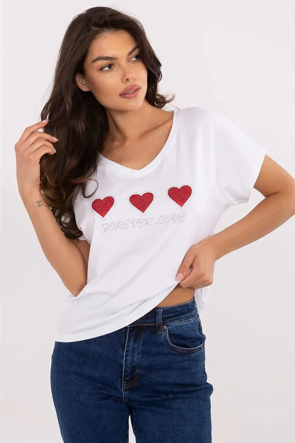 Women V-Neck Short-Sleeves T-Shirt – Breathable - White, Red -Guocali