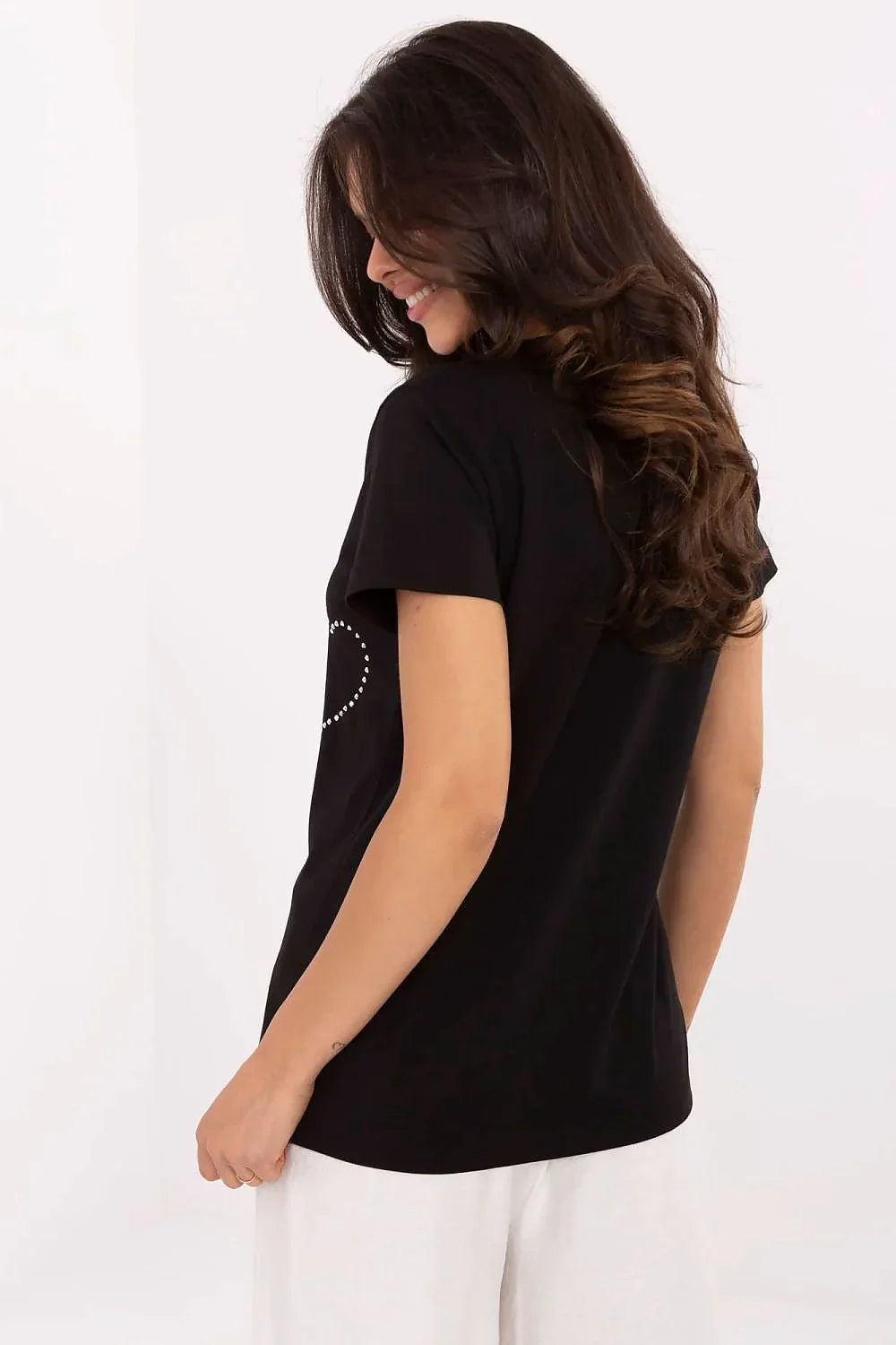 Women V-Neck Short-Sleeves T-Shirt – Stretchable - Black -Guocali