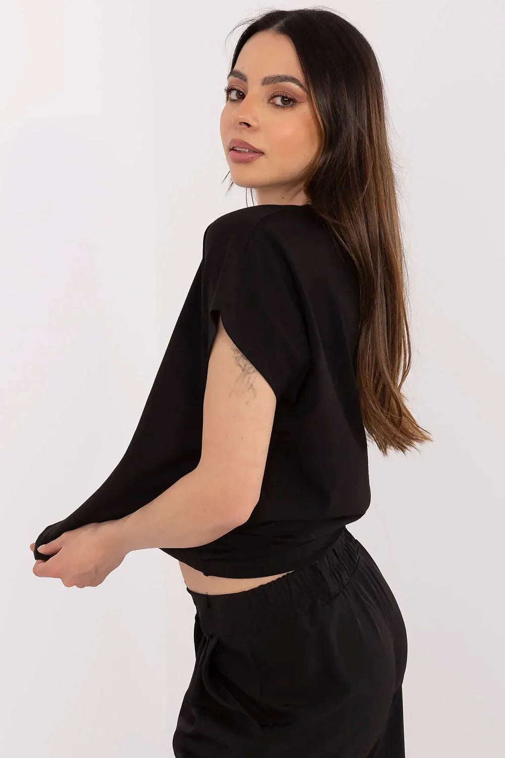 Women V-Neck Short-Sleeves T-Shirt – Stretchable - Black, Red, White -Guocali