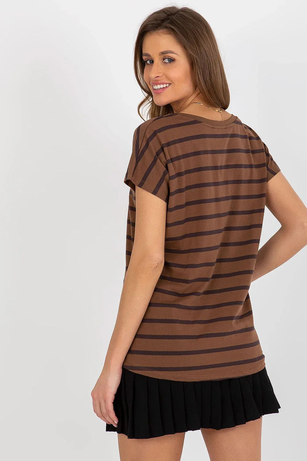 Women V-Neck Short-Sleeves T-Shirt – Stretchable - Brown, Black -Guocali