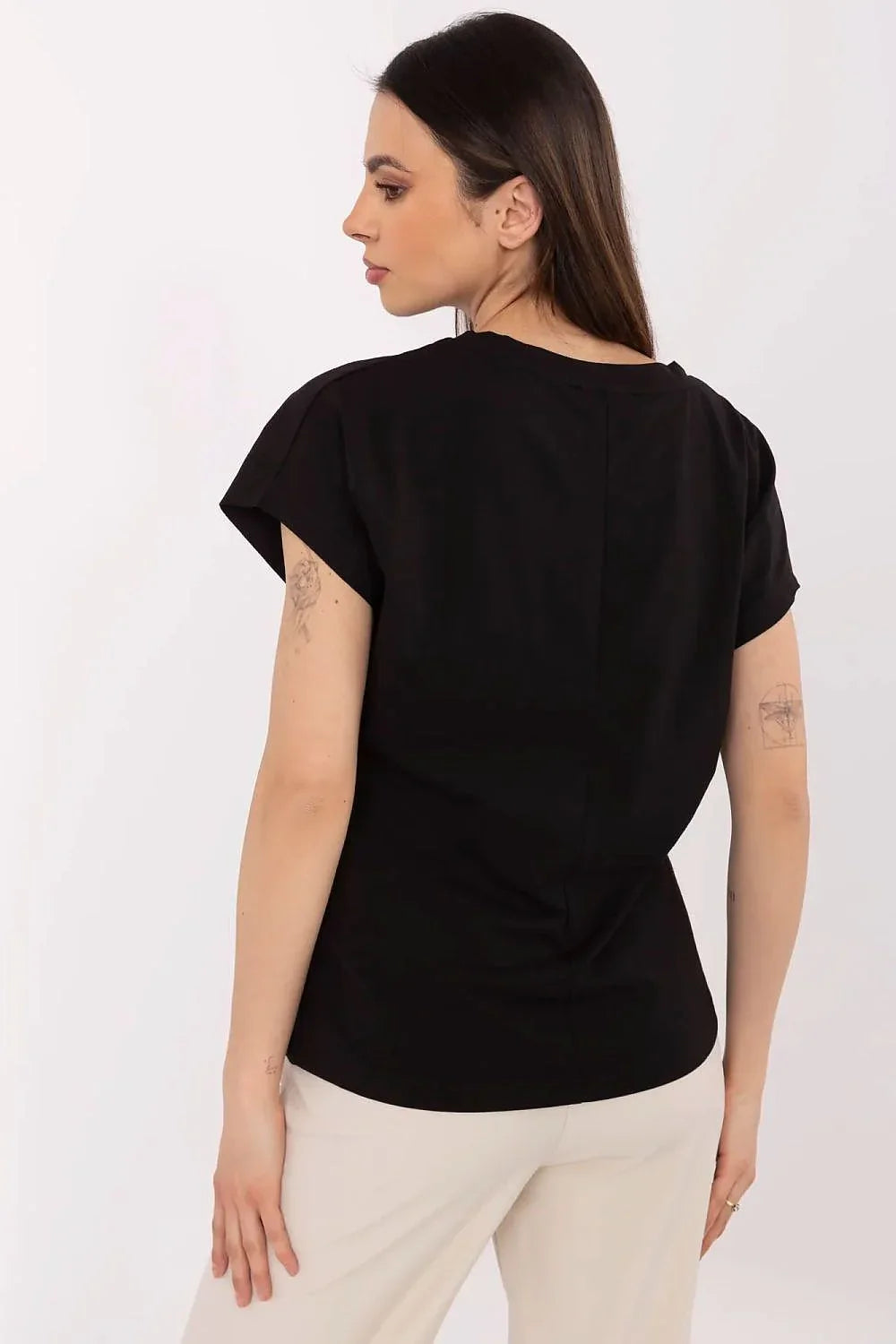 Women V-Neck Short-Sleeves T-Shirt – Stretchable, Gold, White