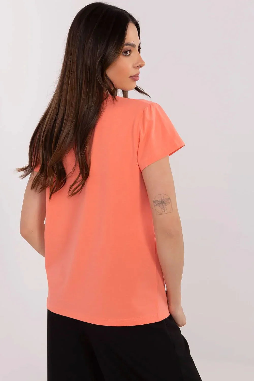 Women V-Neck Short-Sleeves T-Shirt – Stretchable - Orange -Guocali