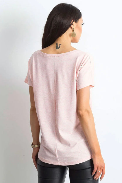 Women V-Neck Short-Sleeves T-Shirt – Stretchable - Pink -Guocali