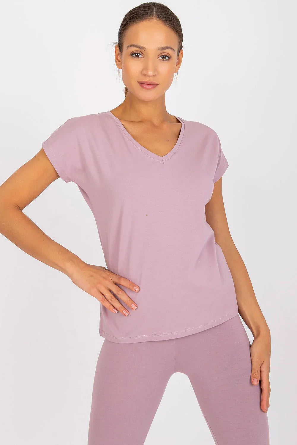 Women V-Neck Short-Sleeves T-Shirt – Stretchable - Pink -Guocali