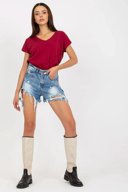 Women V-Neck Short-Sleeves T-Shirt – Stretchable - Guocali