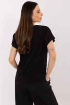 Women V-Neck Short-Sleeves T-Shirt – Stretchable, Red, White