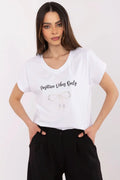 Women V-Neck Short-Sleeves T-Shirt – Stretchable - White -Guocali