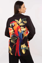 Women's Blazer - One-Button Floral - Regular Fit Thigh-Length - Black – Blazer | GUOCALI – view 3
