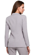 Women's Blazer - One-Button Solid Lace - Slim Fit Hip-Length - Gray – Suit Jacket | GUOCALI – view 3