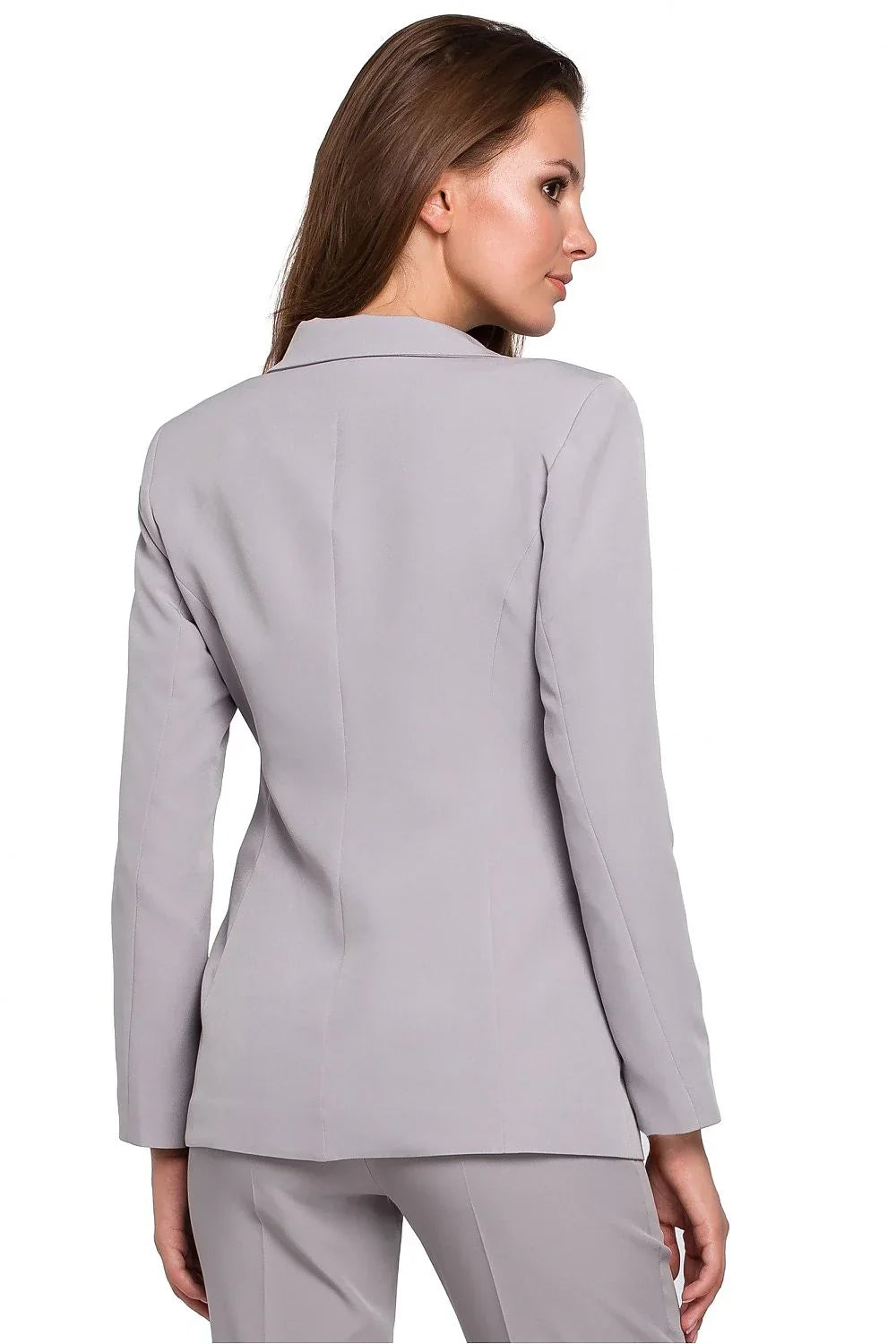 Women's Blazer - One-Button Solid Lace - Slim Fit Hip-Length - Gray – Suit Jacket | GUOCALI – view 3