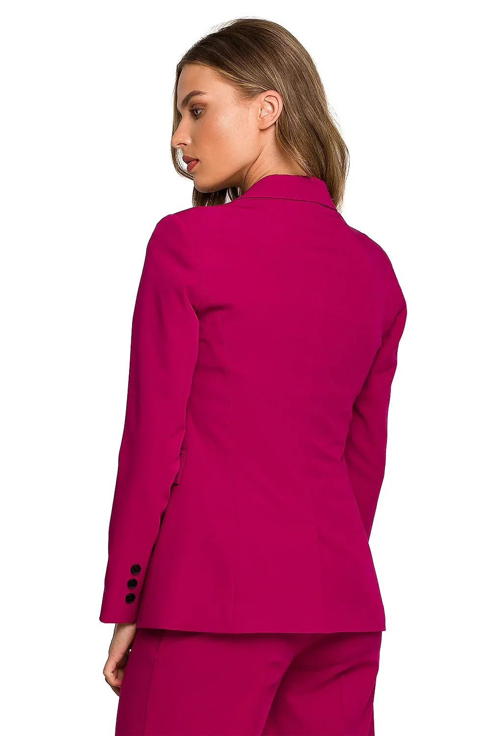 Women's Blazer - One-Button Solid Linen - Regular Fit Hip-Length - Violet – Blazer | GUOCALI – view 3